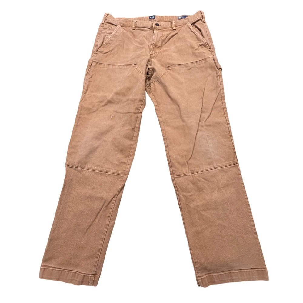 Gap Mens Carpenter Pants 36x32 Brown Duck Canvas Double Knee Utility Workwear